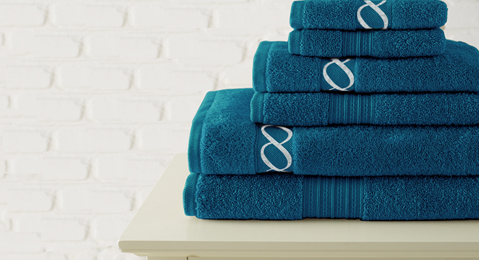 JEWEL TONE EMBROIDERED TOWEL BLUE